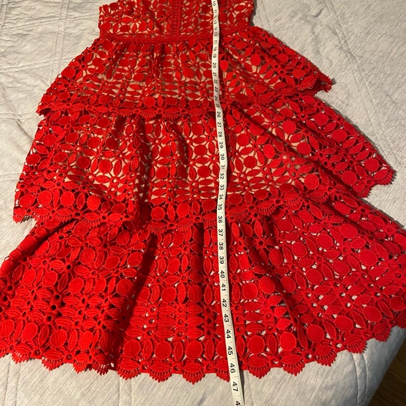 LULU’S Red Crocheted Sleeveless midi dress - Picture 7 of 12